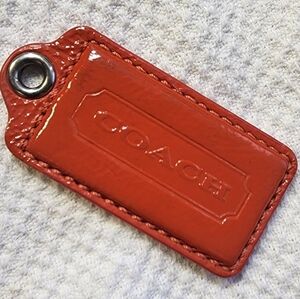 Coach Orange/Red Patent Leather Hang tag/ Keychain GUC